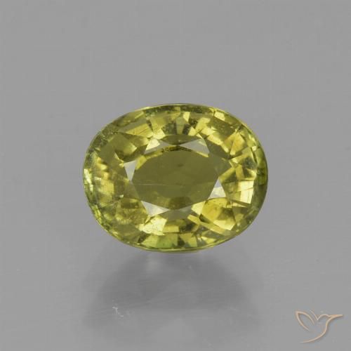 Turmalina amarelo natural 1,20ct, corte oval, VS