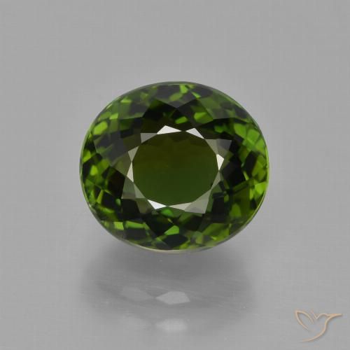 Turmalina verde terroso escuro natural 3,51ct, corte oval, VS