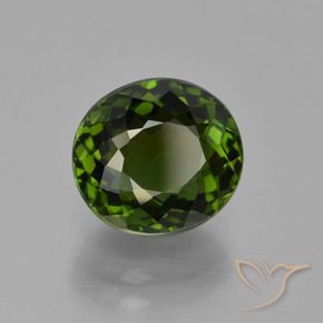Turmalina verde terroso escuro natural 3,51ct, corte oval, VS