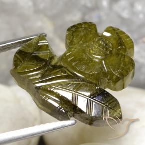 Turmalina Verde Terroso Quente Natural 10.85ct, Flor cortada, Translúcido
