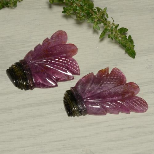 Pedras preciosas de Turmalina bicolor natural de 65.90 ct, Flor cortada, Translúcido