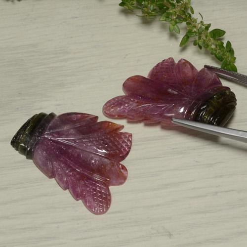 Pedras preciosas de Turmalina bicolor natural de 65.90 ct, Flor cortada, Translúcido