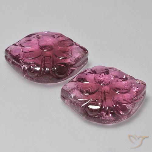 Pedras preciosas de Turmalina roxo avermelhado natural de 24.38 ct, Flor cortada, Transparente