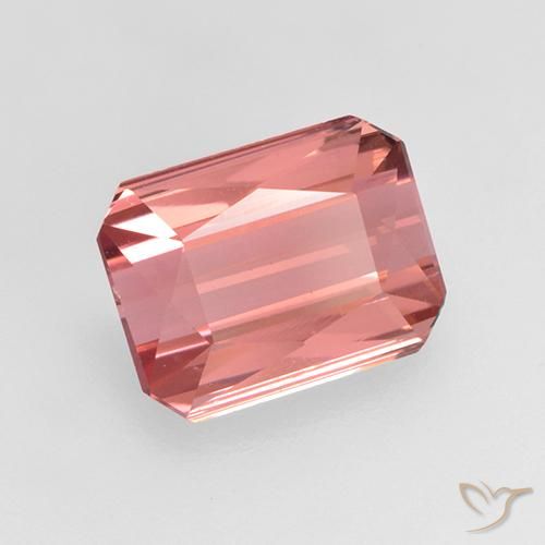 Turmalina rosa avermelhado Natural 1.38ct, Corte Octógono / Esmeralda, VVS-VS