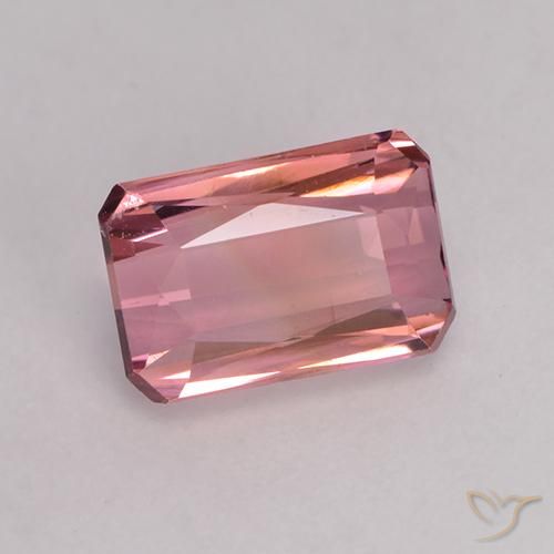 Turmalina Rosa Laranja Profundo Natural 1.25ct, Corte Octógono / Esmeralda, VVS-VS