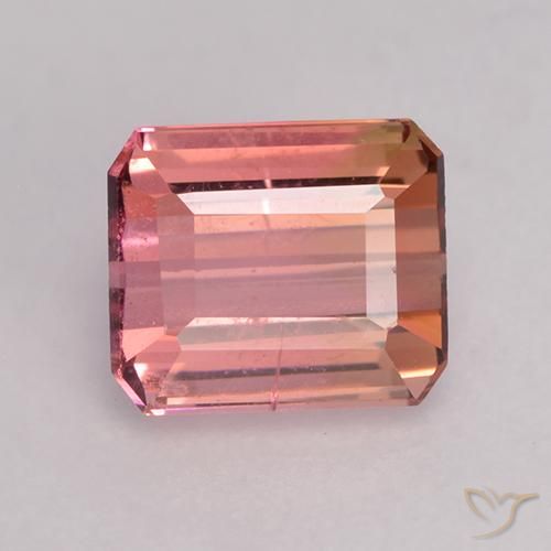 1.10ct Natural rosa avermelhado Turmalina, Corte Esmeralda, VS-SI
