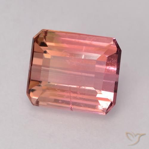 Turmalina rosa avermelhado Natural 1.10ct, Corte Octógono / Esmeralda, VS-SI