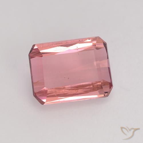 Turmalina Rosa Laranja Profundo Natural 1.28ct, Corte Octógono / Esmeralda, VVS-VS