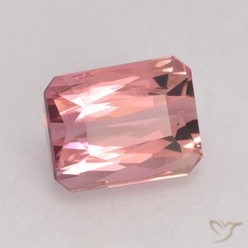 Turmalina Laranja Rosa Natural 1.61ct, Corte Octógono / Esmeralda, VVS-VS