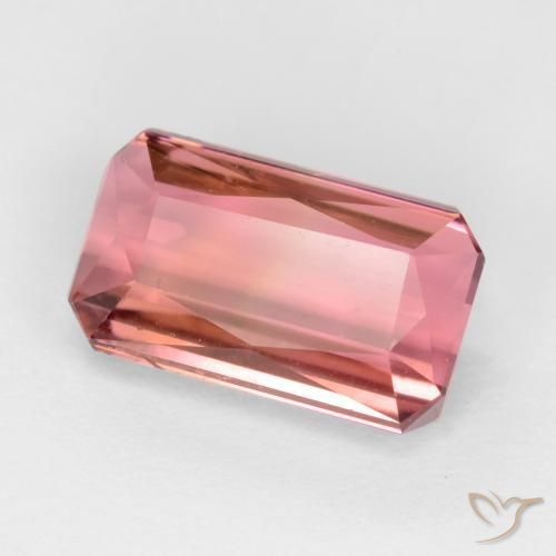 2.45ct Natural rosa avermelhado Turmalina, Corte Esmeralda, VS-SI