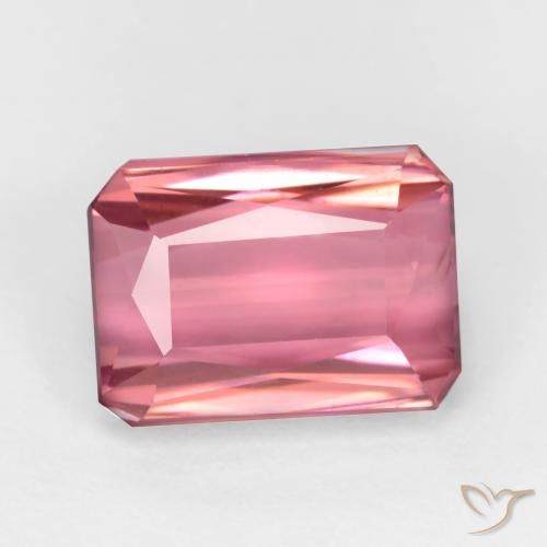 2.55ct Natural Rosa chiclete Turmalina, Corte Esmeralda, VS-SI