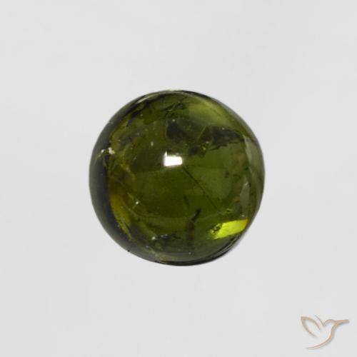 Turmalina verde escuro Natural 0.69ct, Redondo, Transparente