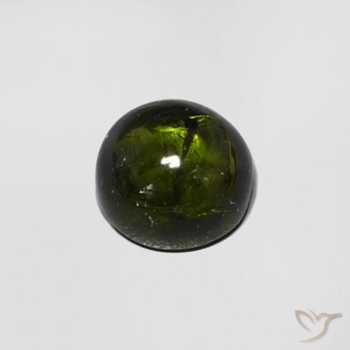 Turmalina verde escuro Natural 0.69ct, Redondo, Transparente