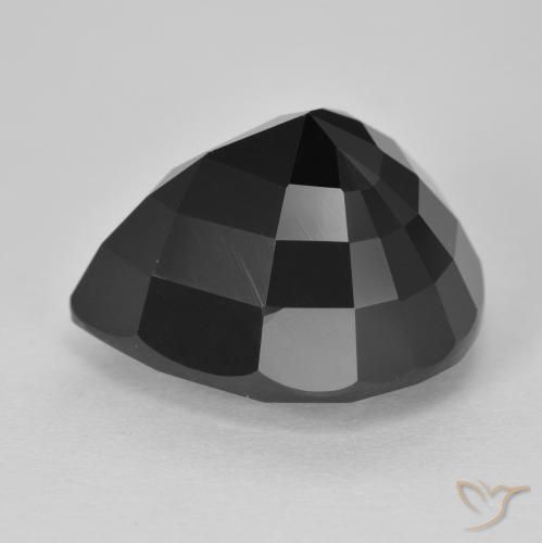 Turmalina Schorl Natural 14.45ct, Formato de pêra, Opaco