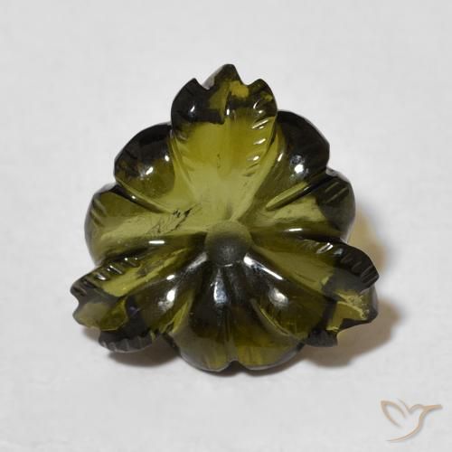 4.28ct Natural Verde escuro Turmalina, Flor cortada, Transparente