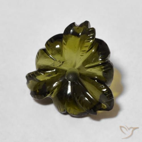 Turmalina Verde escuro Natural 4.28ct, Flor cortada, Transparente