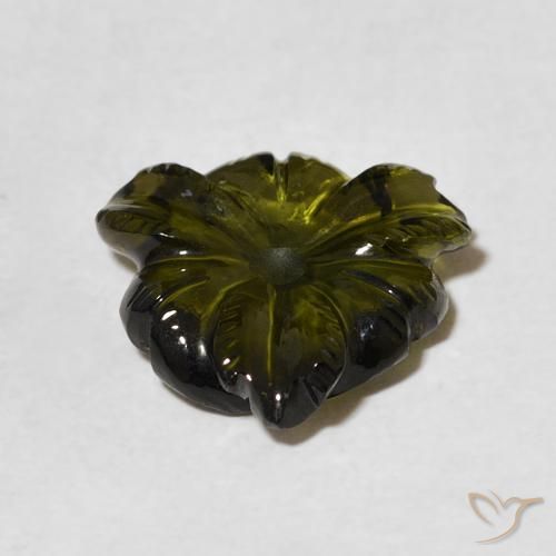 Turmalina Verde escuro Natural 4.28ct, Flor cortada, Transparente