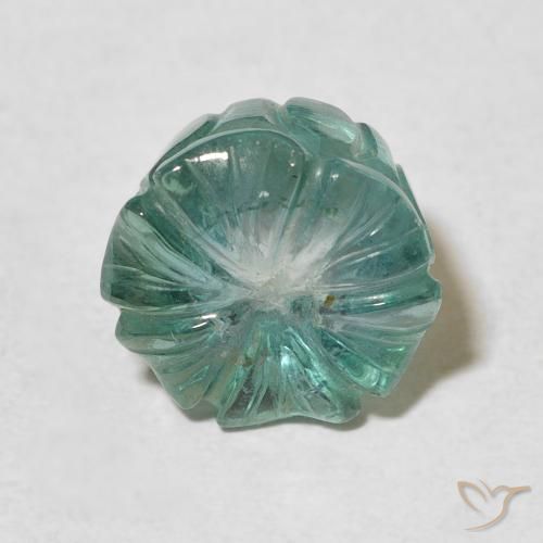 Turmalina verde azul solta de 7,78 ct, 11,5 mm esculpida em Moçambique, Photo A