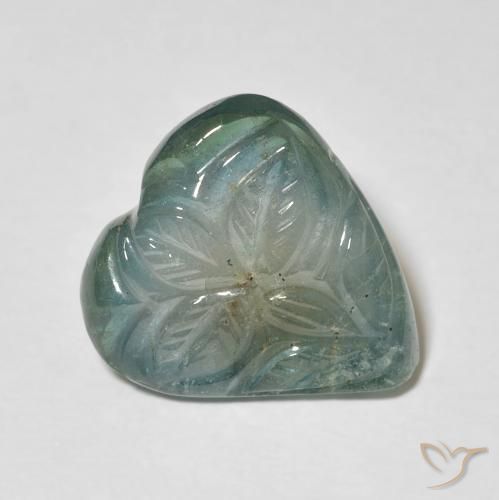 Turmalina Azul-esverdeado Natural 6.25ct, Flor cortada, Transparente