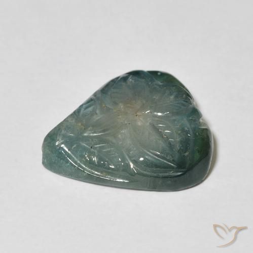 Turmalina Azul-esverdeado Natural 6.25ct, Flor cortada, Transparente