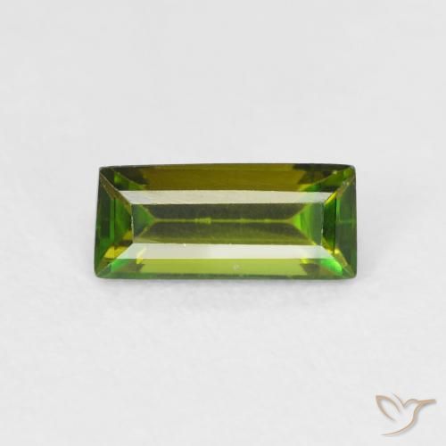 Turmalina Verde acastanhado Natural 0.90ct, baguete, VVS-VS