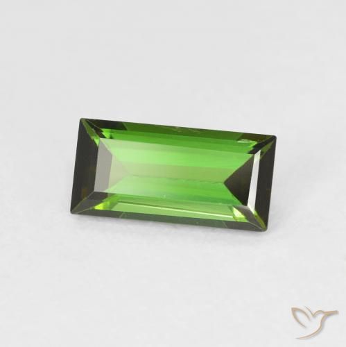 Turmalina Verde Terroso Natural 0.91ct, baguete, VVS-VS