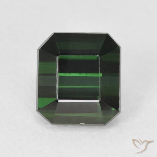 Turmalina verde solta de 1,48 ct, corte octógono de 6,3 x 5,7 mm de Moçambique, Photo A
