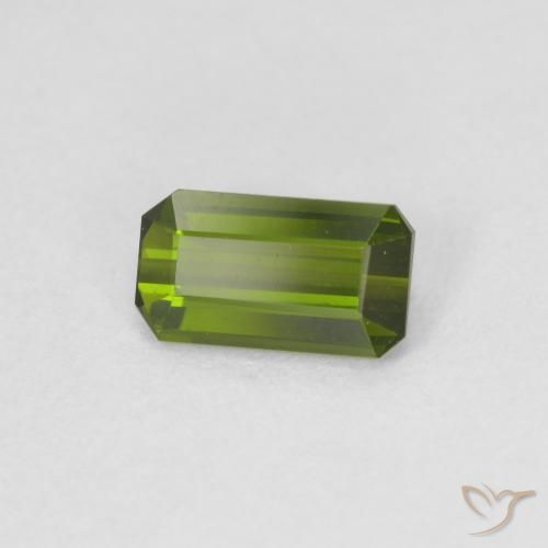 Turmalina Verde amarelado Natural 0.91ct, Corte Octógono / Esmeralda, VVS