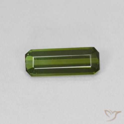 0.99ct Natural verde escuro Turmalina, Corte Esmeralda, VVS