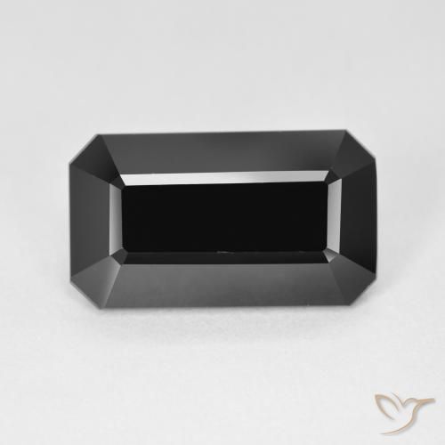 Turmalina preta solta de 9,05 ct, corte octógono de 16,8 x 9,7 mm de Moçambique, Photo A
