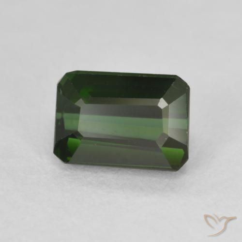 Turmalina Verde muito escuro Natural 1.46ct, Corte Octógono / Esmeralda, VVS