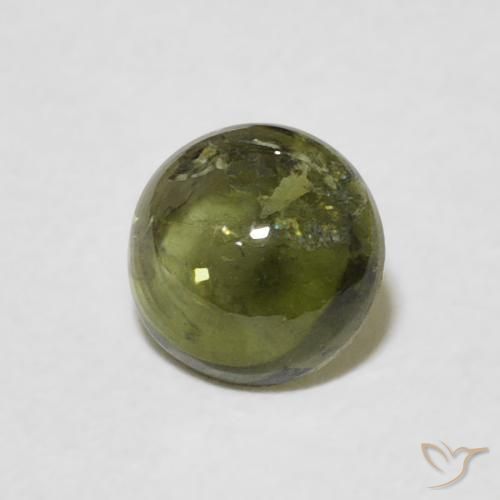 Turmalina verde quente Natural 0.82ct, Redondo, Transparente
