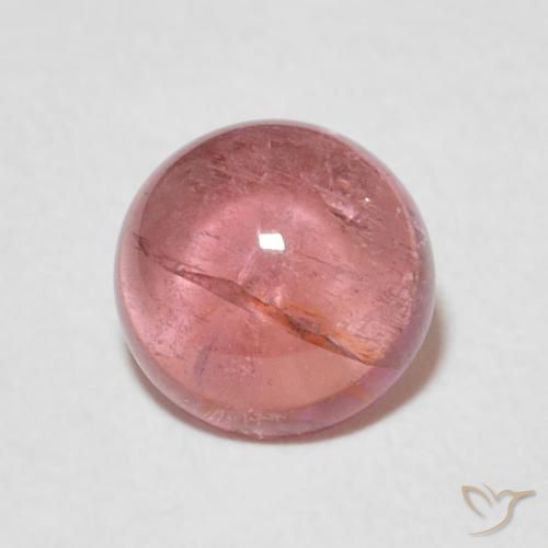 1.57ct Natural Rosa Laranja Profundo Turmalina, Redondo, Transparente