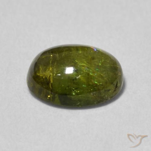 Turmalina verde quente Natural 1.42ct, oval, Transparente