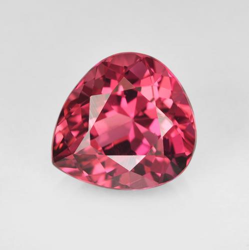 Turmalina vermelho médio natural 1,80ct, formato de pêra, VVS-VS