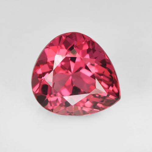 Turmalina vermelho médio natural 1,80ct, formato de pêra, VVS-VS