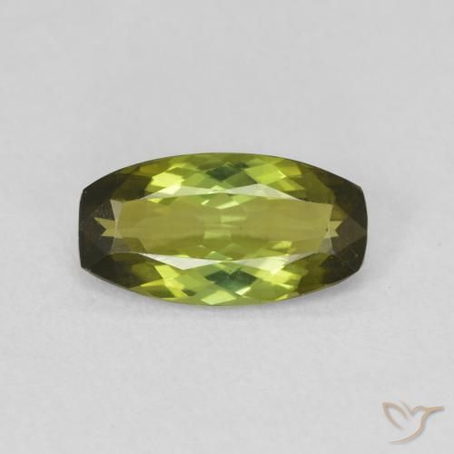 Turmalina Verde amarelado Natural 1.34ct, Almofada, VVS-VS