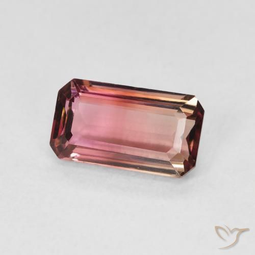 Turmalina bicolor Natural 1.28ct, Corte Octógono / Esmeralda, VVS