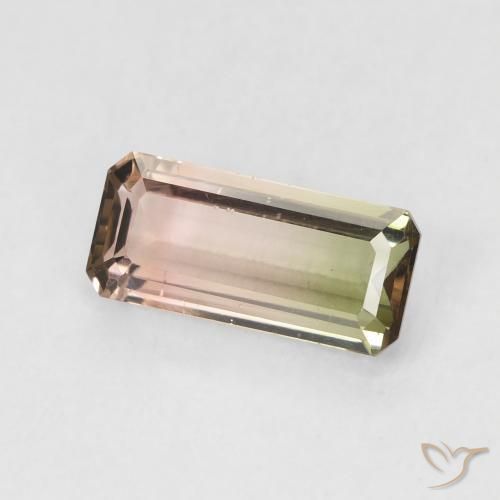 Turmalina bicolor Natural 1.36ct, Corte Octógono / Esmeralda, VVS-VS