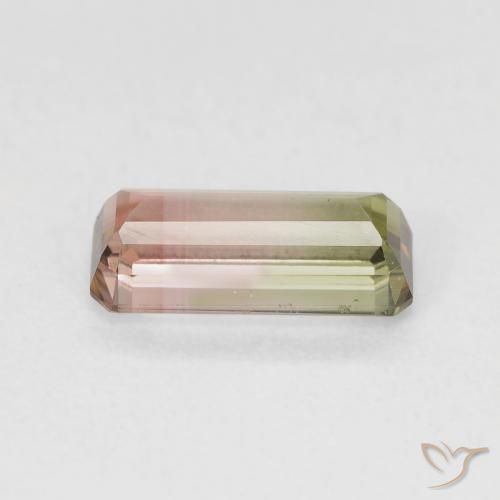 Turmalina bicolor Natural 1.36ct, Corte Octógono / Esmeralda, VVS-VS