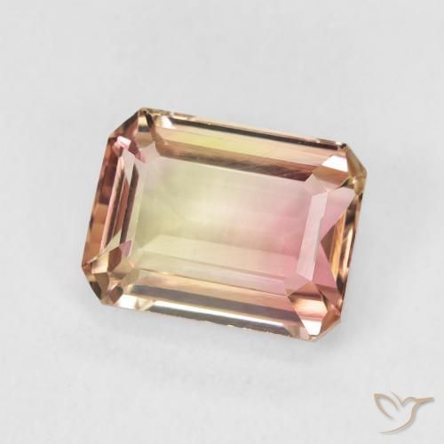 Turmalina bicolor Natural 2.38ct, Corte Esmeralda, VVS