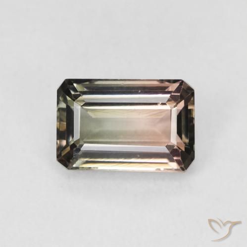 1.18ct Natural bicolor Turmalina, Corte Esmeralda, VVS-VS