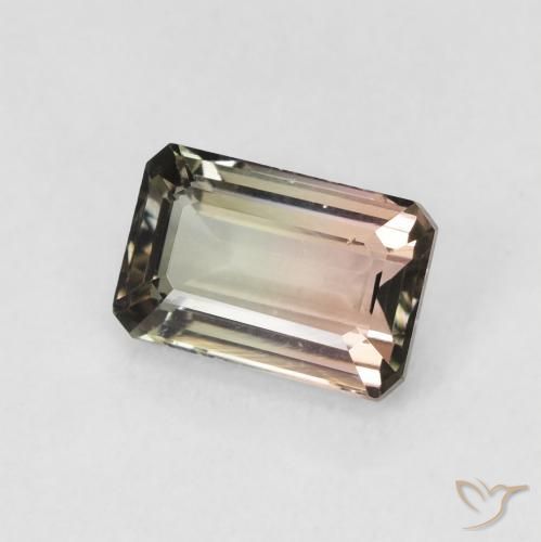 Turmalina bicolor Natural 1.18ct, Corte Octógono / Esmeralda, VVS-VS