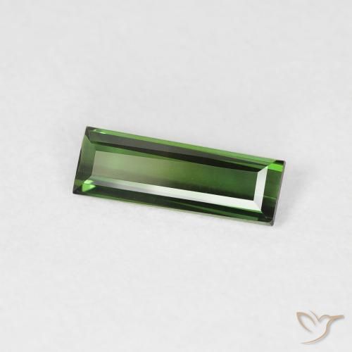 Turmalina Medium Dark-Green Natural 0.45ct, baguete, VVS-VS