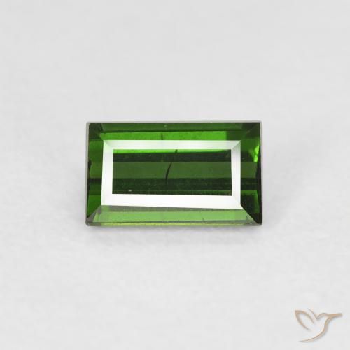 0.55ct Natural verde escuro Turmalina, baguete, VS