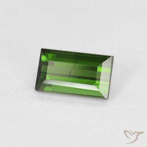 Turmalina verde escuro Natural 0.55ct, baguete, VS