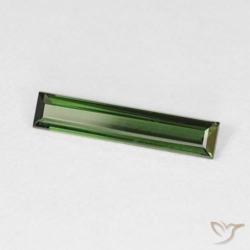 Turmalina Verde Terroso Natural 0.83ct, baguete, VVS-VS