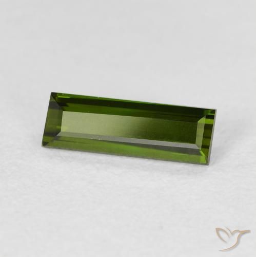 Turmalina Verde escuro Natural 0.96ct, baguete, VVS-VS