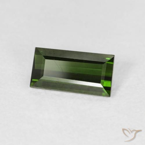 Turmalina Verde escuro Natural 0.90ct, baguete, VVS-VS