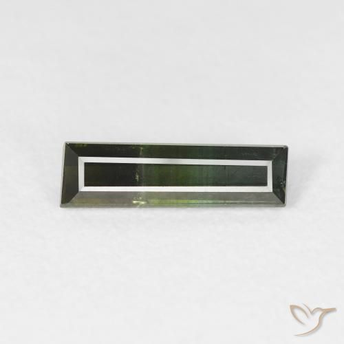 0.88ct Natural verde escuro Turmalina, baguete, VS